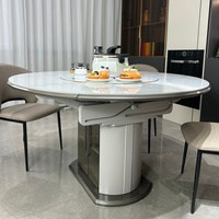 Table à manger extensible moderne de luxe en marbre avec 4 chaises, pieds en acier carbone, plaque chauffante, mobilier pour la maison, hôtel, villa, restaurant