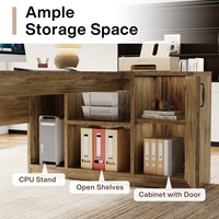 Bureau exécutif en forme de L de 70.8 pouces, grande table de bureau avec armoire de rangement, poste informatique en bois de ferme pour bureau à domicile