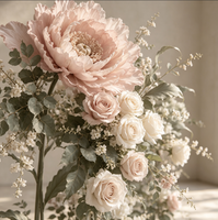 Y-036 Ensemble de fleurs artificielles géantes de luxe, vert sauge, rose blush, blanc, grandes décorations florales pour mariage, décor de toile de fond personnalisé pour événements