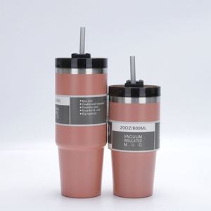 Gobelet isotherme portable en acier inoxydable 20oz 30oz à double paroi sous vide avec couvercle à paille pour voiture, sport, eau et café - Product Image 5