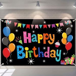 Birthday Backdrop Birthday Wishes Banner Photo Wall Decor Polyester Flag Fabric Custom <b>Atmosphere</b> Cloth - Product Image 5