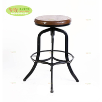 Tabouret de Bar industriel rétro, pivotant, rustique, en bois et en métal, hauteur réglable, nouveauté