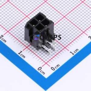 A300E1W2-2B4P12 Wire-to-Board Pin Header Bent Lead Through Hole,P=3mm Connector 2x2P 3mm Right Angle Insert Micro-Fit (MX 3.0) - Product Image 1