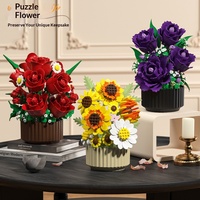 M3558 Sonnenblumenkorb Rosen-Blumen-Baustein-Set Lernspielzeug aus ABS-Material Unisex Grenzüberschreitendes Produkt