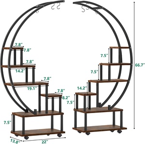 2 Chiếc Giá Đỡ Cây Trong Nhà Bằng Kim Loại Cao 6 Tầng Có Vòng Treo Thang Hình Nửa Mặt Trăng Giá Đỡ Cây Giá Đỡ Nhiều Cây - Product Image 5