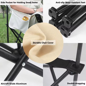 كرسي تخييم قابل للطي بظهر عالٍ من RD - كرسي محمول متعدد الوظائف للشاطئ والحدائق وصيد الأسماك - Product Image 2