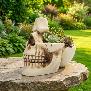 Regalo Personalizado de Halloween, Estatua de <span class=keywords><strong>Calavera</strong></span> de Resina, Adorno Artesanal, Decoración de Jardín, <span class=keywords><strong>Maceta</strong></span> para Plantas Suculentas - Product Image 1