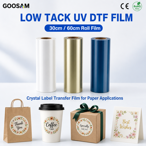 Film autocollant UV DTF à transfert à froid GOOSAM, faible adhérence, rouleau AB PET 30cm 60cm pour la personnalisation de logos sur tasses à café - Product Image 1