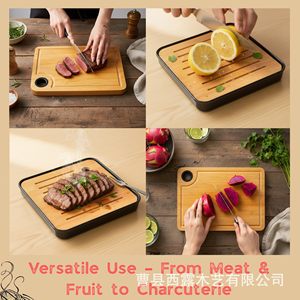 Ensemble de planches à découper en bois rectangulaires double face avec rainure pour les jus, pour usage en cuisine - Product Image 4