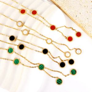 Collar de Acero Inoxidable con Piedras de Colores Geométricas, Estilo INS, Chapado en Oro, Zirconia Resistente a la Decoloración, Joyería de Lujo al por Mayor - Product Image 1