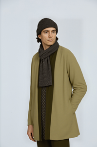 コットン100% 冬暖かいスカーフ高品質パープル & コーヒー色ロングスタイル - Product Image 3