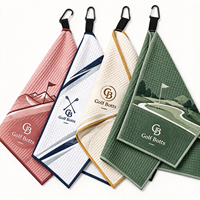 Serviette de golf personnalisée pour tournoi, lavable en machine, avec boucle auto-agrippante, en tissu gaufré