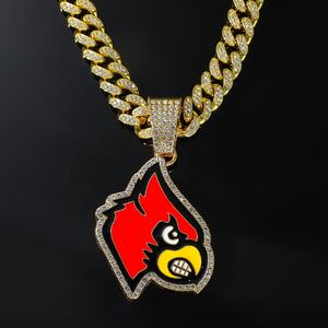 Op Maat Gemaakte Hoge Kwaliteit Rode Vogel Dier Logo Hanger Kettingen Unisex Trendy Hiphop Cubaanse Keten Herdenkingsgeschenk - Product Image 2