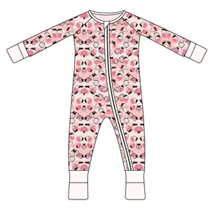 Custom Bebê Recém-nascido Sleepsuit Orgânico 95% Bambu Spandex Onesie Rompers Roupas Toddler Kid Pijamas Roupas Pijamas Para O Bebê