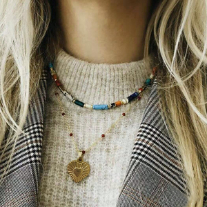 <span class=keywords><strong>Collana</strong></span> di pietra naturale blu turchese Agalmatolite in pietra lapislazzuli Jasper imperiale <span class=keywords><strong>collana</strong></span> di perle di energia guarigione girocollo per le donne - Product Image 3