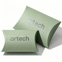 Boîte d'emballage pliable mate en papier pour bonbons et aliments, avec impression dorée, personnalisable avec logo, type oreiller, pour cadeaux