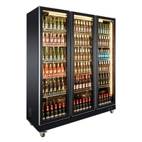 Refrigerador Comercial Vertical con Puertas de Vidrio Antivaho, Enfriador de Bebidas con Sistema de Enfriamiento por Aire sin Escarcha