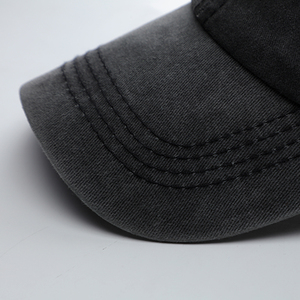 High Quality 100% Cotton Acid Wash Vintage 6-Panel Curved Dad <b>Hat</b> Embroidery Black Baseball Cap Men Custom Logo Casual Scene - Product Image 3