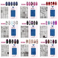 AF série Nail Art impression plaque d'acier moule plaque de transfert modèle Plaid rayure petite fleur pomme élément acier inoxydable