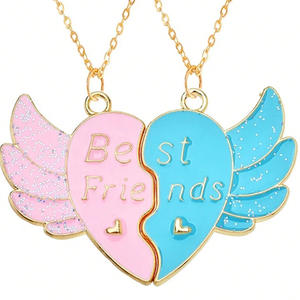 Mode créatif meilleur ami <span class=keywords><strong>arc</strong></span>-<span class=keywords><strong>en</strong></span>-<span class=keywords><strong>ciel</strong></span> collier coloré émail papillon <span class=keywords><strong>coeur</strong></span> collier amitié BFF collier - Product Image 4