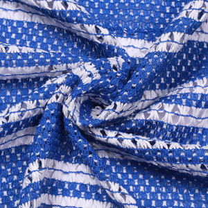 ผ้าถักโครเชต์ลายวาฟเฟิลสีน้ำเงินขาวพรีเมียม เนื้อผ้าบางเบา ระบายอากาศได้ดี 100D เหมาะสำหรับเสื้อผ้าเด็กผู้หญิง และของตกแต่งบ้าน - Product Image 3