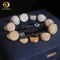 Bague Hip Hop en Moissanite Entièrement Sertie pour Hommes, Prête à Expédier, en Argent Sterling 925, Bague Diamant pour Hommes, Testée par un Testeur