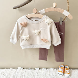 Conjunto de 2 Piezas al por Mayor <span class=keywords><strong>para</strong></span> Bebés de 1 a 3 Años, Suéter con Diseño de <span class=keywords><strong>Osito</strong></span> de Peluche + Pantalones, Ropa <span class=keywords><strong>para</strong></span> Niños, Traje Infantil <span class=keywords><strong>para</strong></span> Otoño y Primavera - Product Image 2