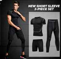 Ensemble de vêtements de sport d'été pour homme Amflex, en spandex/polyester, ultra-léger, respirant, à séchage rapide, anti-transpiration, compression