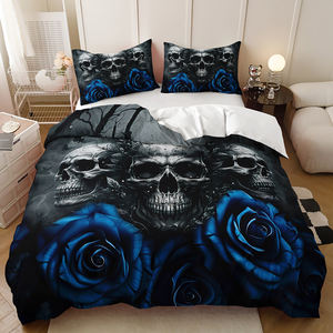 Juego de Funda Nórdica con Diseño de Calavera Gótica en 3D, Bandera Estadounidense Grande, Estilo Esqueleto - Product Image 4