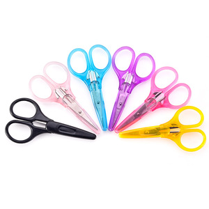 Ciseaux à sourcils bleus pointus avec capuchon, 8,7 cm, en acier inoxydable, ciseaux de beauté multifonctionnels pour la coupe des cheveux et du nez - Product Image 2