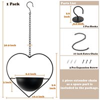 Porte-plante suspendu vintage bohème en forme de cœur, pot détachable de 6 pouces, métal thermolaqué, support mural/plafond, intérieur/extérieur