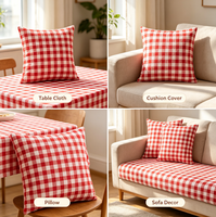 Tissu sergé 18S en flanelle mélangée teinte en fil, à carreaux rouges et blancs, brossé simple face, 150 GSM, largeur 145 cm, pour chemises, robes et usage domestique