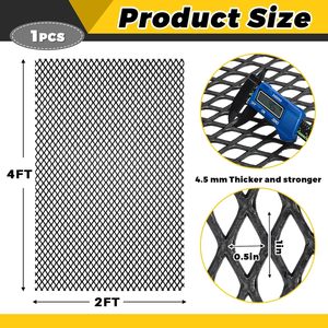 แผ่นเหล็กตะแกรงขยายขนาด 1x1/2 นิ้ว สีดำ รูปทรงสี่เหลี่ยมผืนผ้า สำหรับเตาบาร์บีคิวและเครื่องรมควัน - Product Image 2