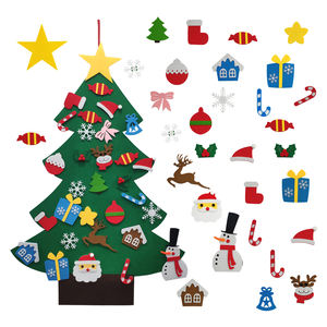 Nouvel Arbre de Noël en Feutre Polyester Fait Main pour Enfants, Ornement Suspendu Non Tissé pour Porte, Décorations de Noël Éducatives à Faire Soi-Même - Product Image 3