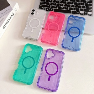 Glitter Clear TPU+<b>PC</b> 3 in 1 Magnetic Phone Case for iPhone 17Pro Max Air 16 15 14 13 12 <b>Wireless</b> Charging Shockproof Bling Cover - Product Image 1