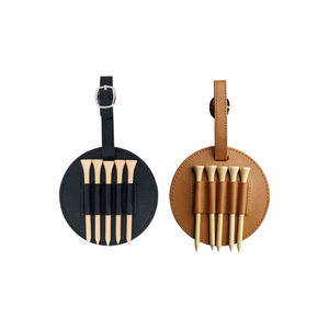 Porte-tee de golf en cuir PU avec 5 tees, étui rond portable, options noir et marron - Product Image 1