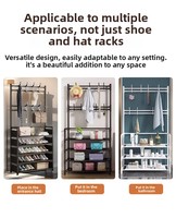 Meuble de rangement métallique multi-niveaux de style modulaire pour la maison, avec porte-chaussures et crochets pour l'entrée