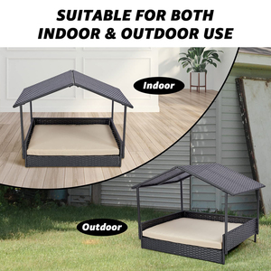 SUREWALHOME Casa de mimbre para perros Cama elevada para perros con dosel Cama grande para perros elevada con refrigeración - Product Image 5