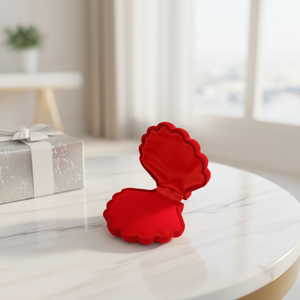 Scatola di fidanzamento a forma di conchiglia in velluto rosso confezione unica per anello floccato confezione per gioielli all'ingrosso - Product Image 2