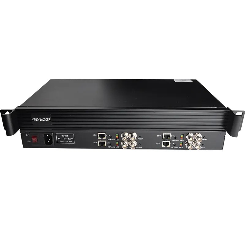 טוב באיכות 1U מתלה 4-ערוץ SDI H.265 H.264 הזרמת IPTV SRT מקודד עם SDI Loopout