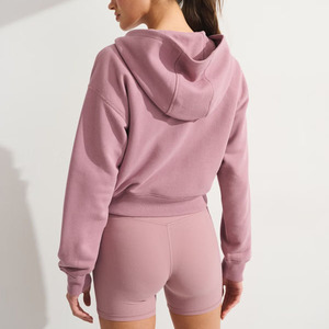 Sweat-shirt à capuche zippé pour femme, couleur unie, en coton doux, style coréen, décontracté, à manches longues, pour un usage quotidien - Product Image 4