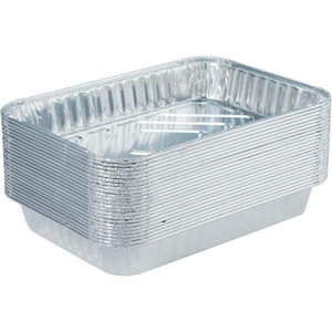 Caja rectangular desechable de papel de aluminio para almuerzo, bandeja de aluminio para hornear pasteles con tapa, para pizza, para catering - Product Image 3