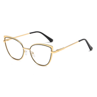 Kacamata Optik Anti Blue Light Unisex Bingkai Metal Motif Kotak-kotak Tahan Lama Fotokromik Model Cat Eye Fashionable Grosir