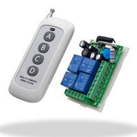 Module de réception de relais de commutation à commande à distance sans fil DC 12V 10A 4 canaux et transmission de commande à distance RF433MHz 4 canaux