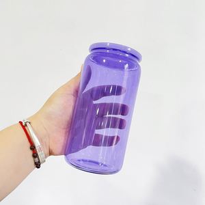 50pack Blank Sublimation Colorful 16oz <b>Beer</b> Soda Glass Can Elegant Shaped Drinking Glasses with Plastic Lids - Product Image 4