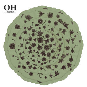 Service de vaisselle en porcelaine vintage gris-vert irrégulier pour mariage, location, vaisselle en céramique, vente en gros - Product Image 5