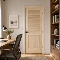 Porte intérieure pré-montée à âme pleine en bois, à 2 panneaux à persiennes, pour chambre, placard, ventilation et garde-manger