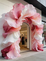 D359 Installation artistique géante en organza pour décor de toile de fond de scène d'entrée de mariage, banquets de fiançailles et vitrines de centre commercial