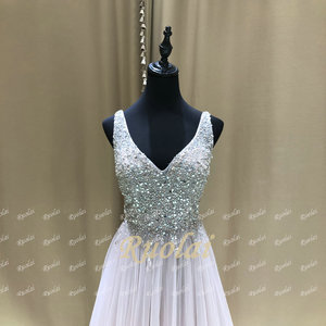 Ruolai Vestidos <span class=keywords><strong>de</strong></span> Noche <span class=keywords><strong>de</strong></span> lentejuelas con cuentas <span class=keywords><strong>de</strong></span> <span class=keywords><strong>alta</strong></span> moda con cuello en V para mujer - Product Image 4