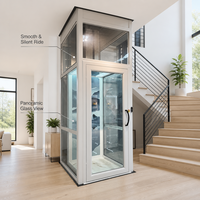 Ascenseur hydraulique résidentiel moderne et confortable avec cabine en verre au design minimaliste et options de revêtement de sol en granit, PVC ou marbre